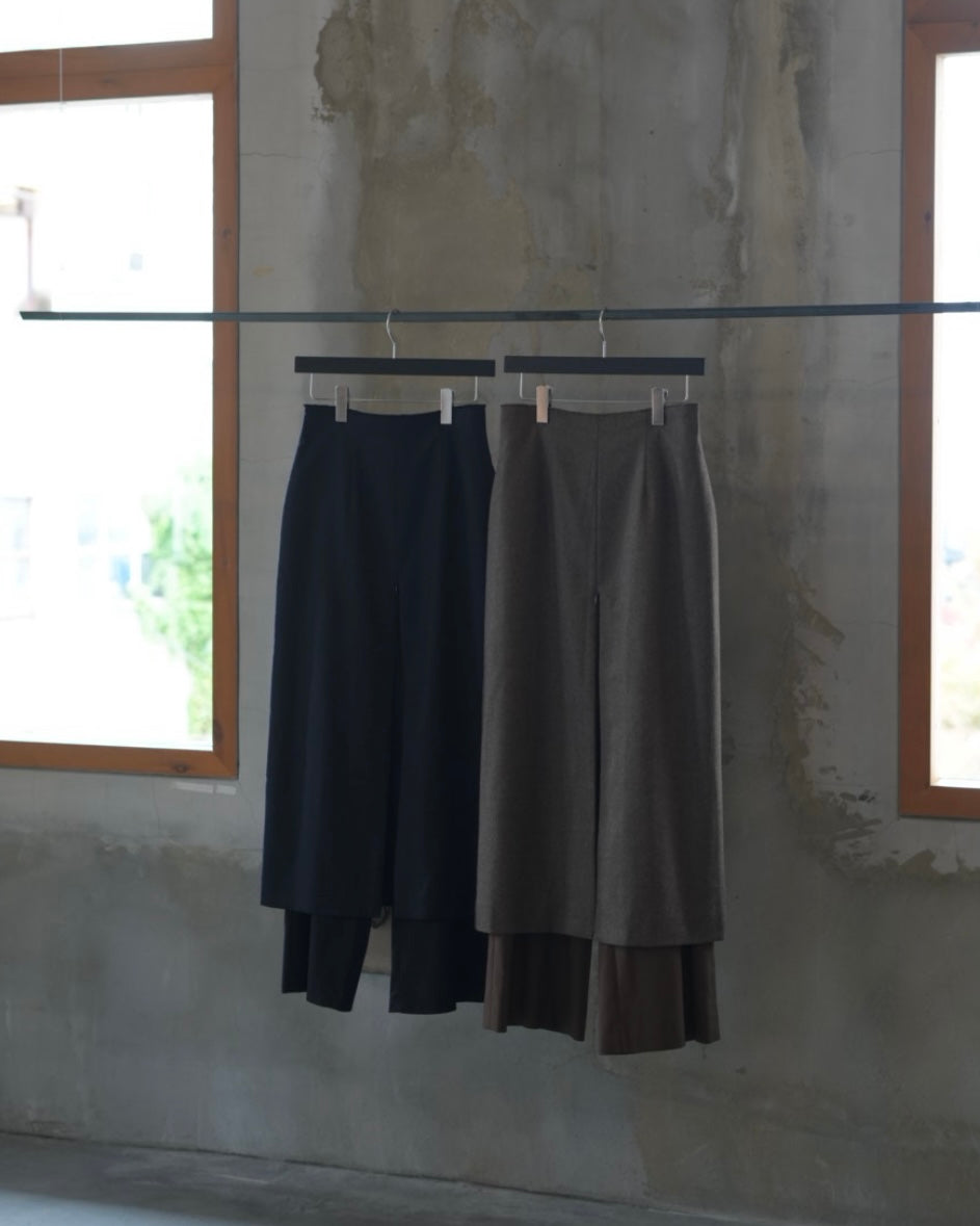 定価完売jself Layered Skirt Pants brown 2 Layered Skirt Pants – JSELF